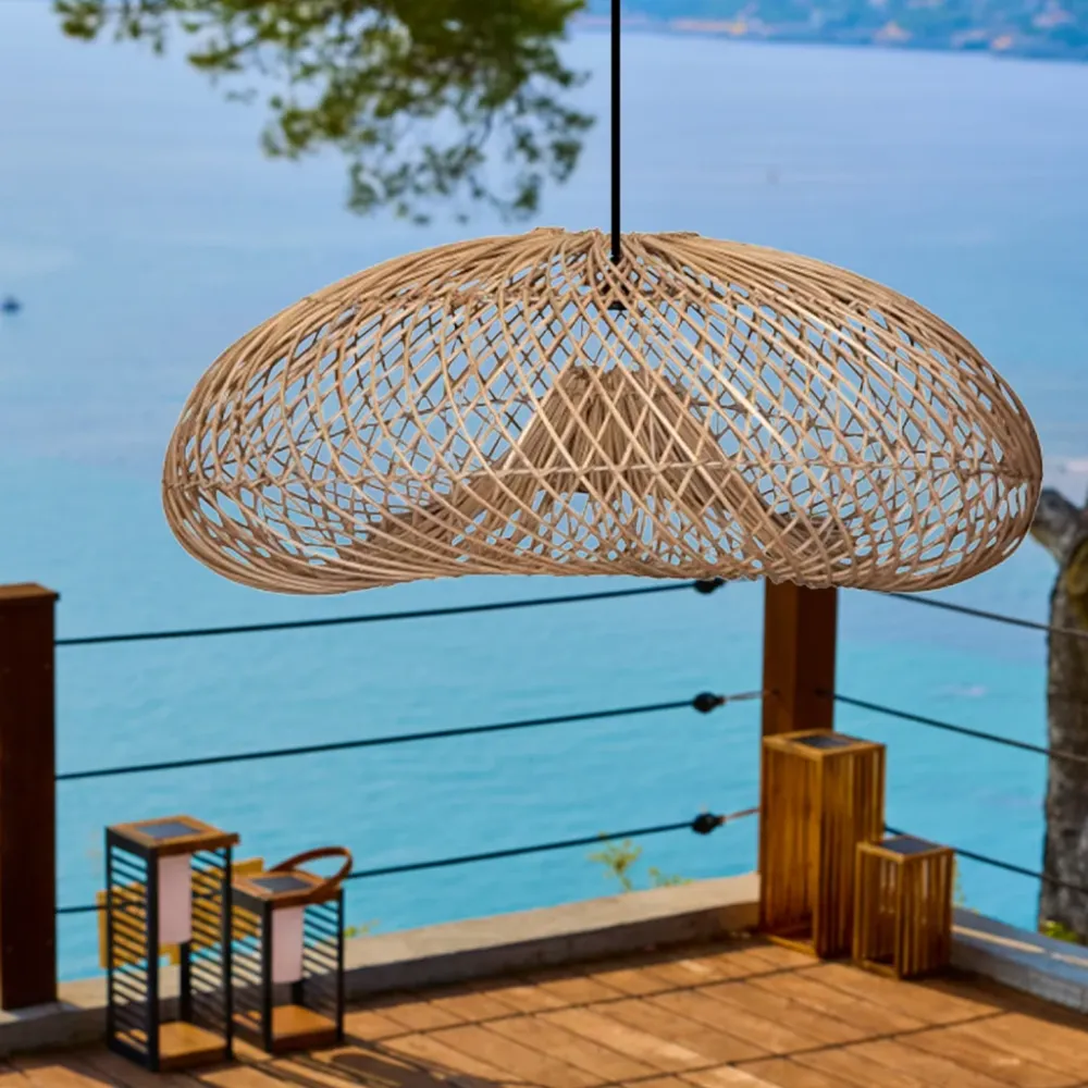 Abat jour naturel SEVIA en rotin style bohème H35cm pour monture électrique E27 Lumisky