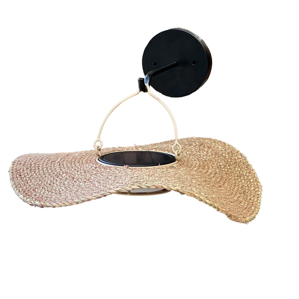 Applique murale sans fil solaire LED SUNNY SMALL ROUND en herbe marine style bohème CORALIA H15cm Lumisky