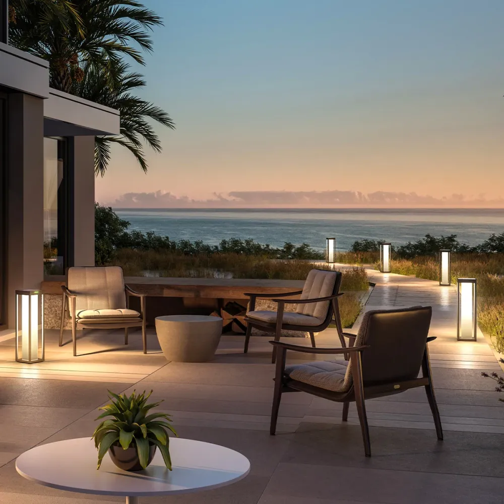 Borne solaire LED blanc chaud RADIA MAXI MOON aluminium éclairage puissant H50cm Lumisky