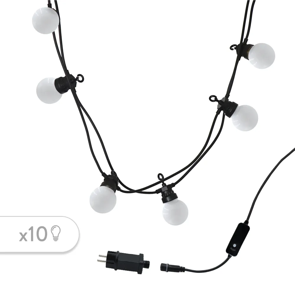 Guirlande lumineuse extérieur connectable 10 globes guinguette LED blanc chaud PARTY MILKY 5.70m 8 modes Lumisky