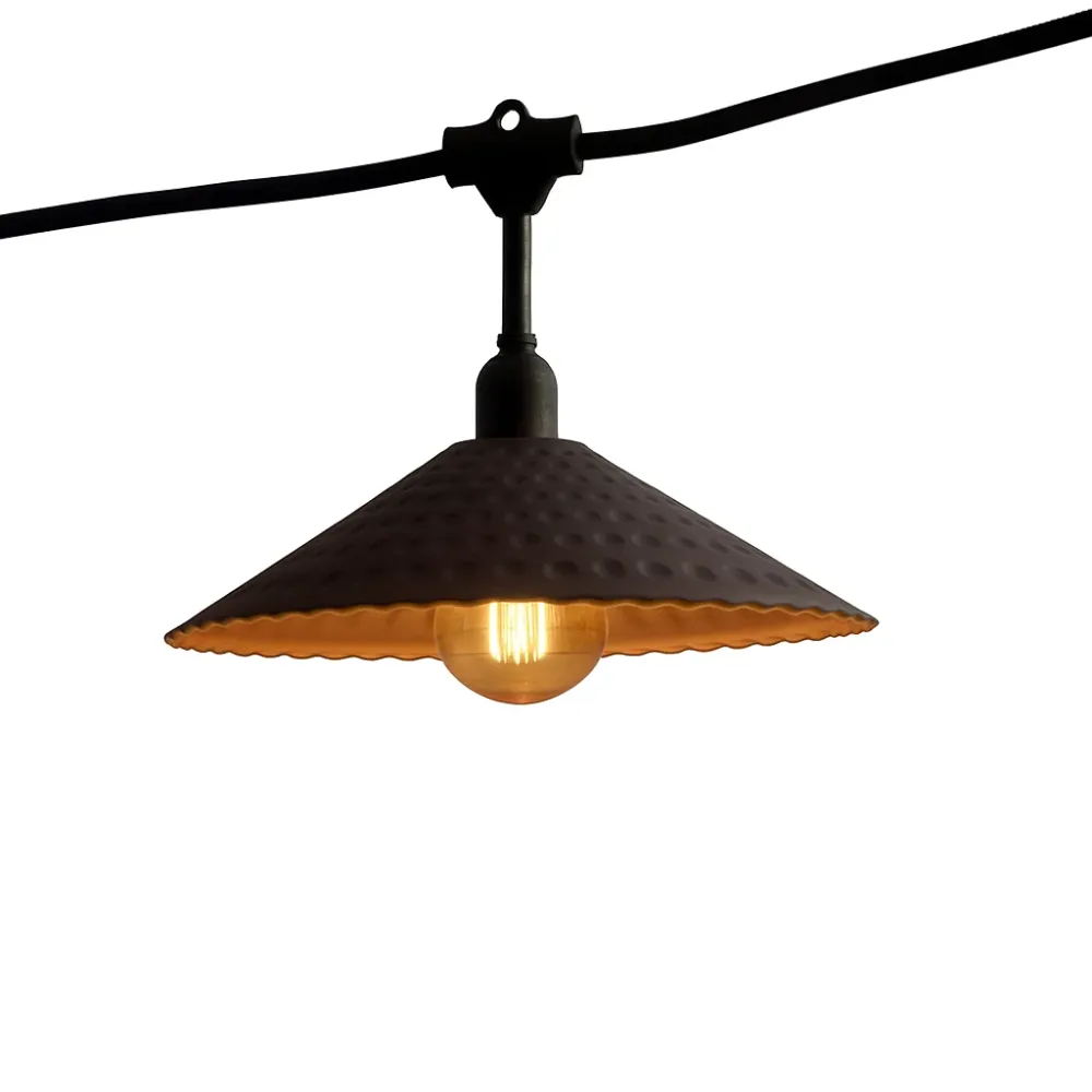 Guirlande lumineuse extérieure raccordable 18m avec 40 ampoules LED filament E27 blanc chaud VINTY LIGHT et abat-jour en m...