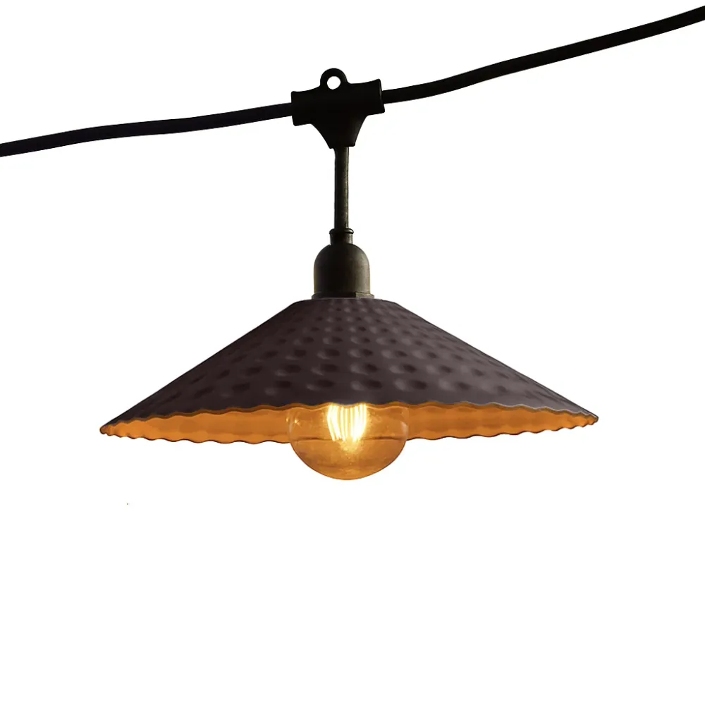 Guirlande lumineuse extérieure raccordable 42m avec 100 ampoules LED filament E27 blanc chaud VINTY LIGHT et abat-jour en...