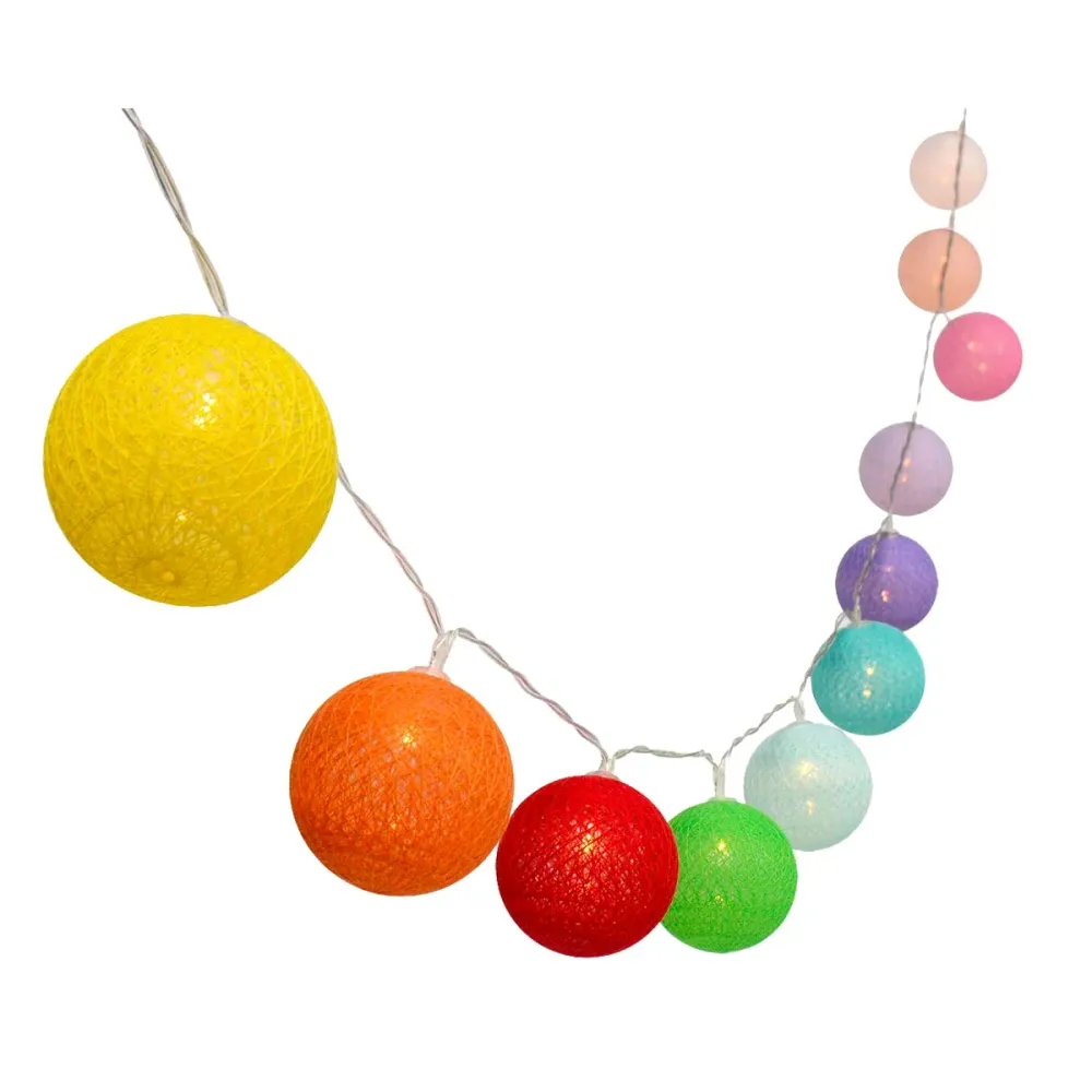 Guirlande lumineuse solaire boules de coton 10 ampoules LED blanc chaud MIMY COLORS SOLAR 3.80m Lumisky
