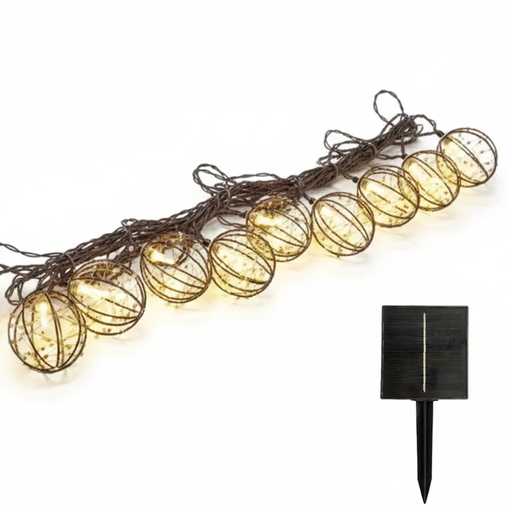 Guirlande lumineuse solaire d'extérieur marron 10 boules lumineuses RUSTY LIGHT 13 modes 4m Lumisky