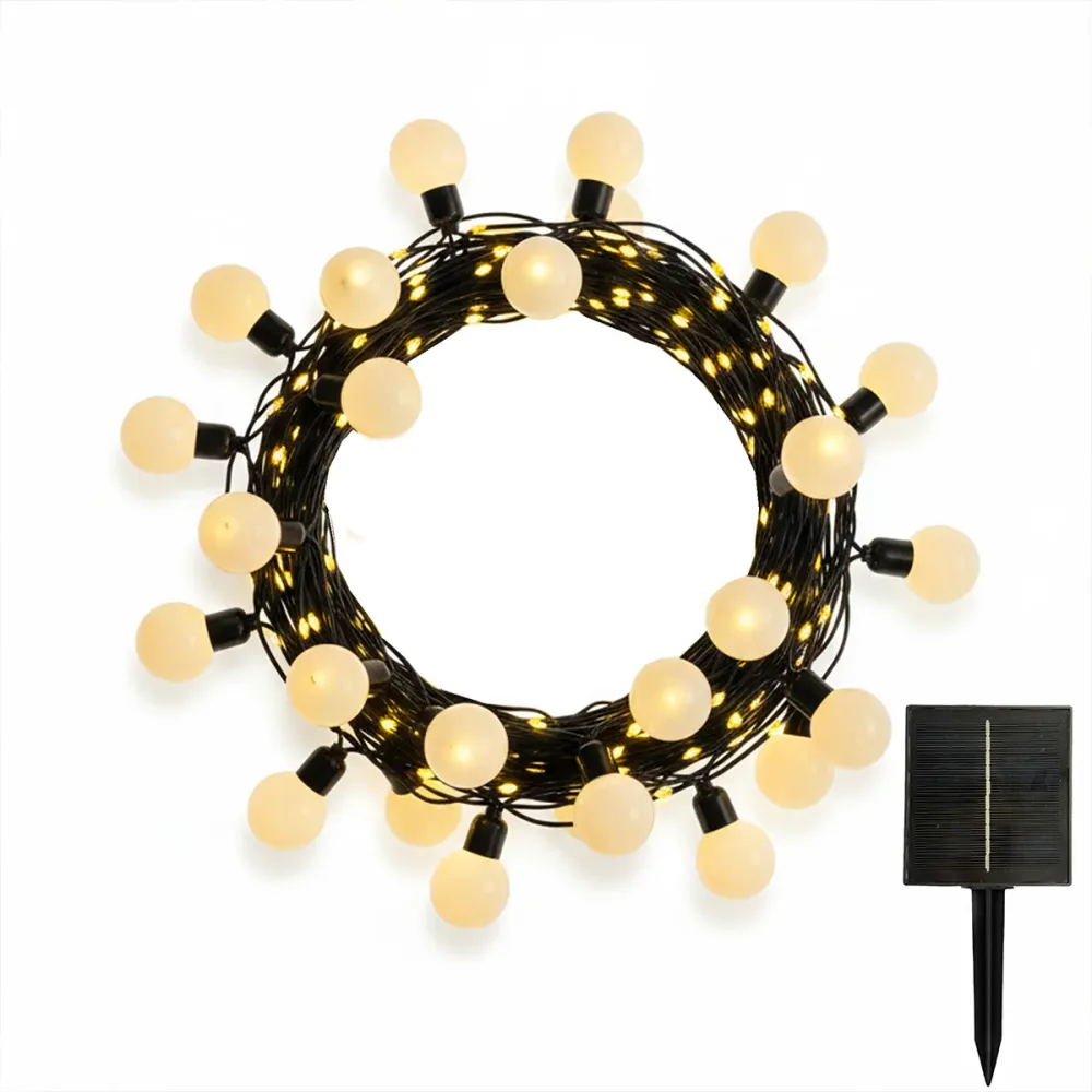 Guirlande lumineuse solaire globes et micro LED blanc chaud BILLY WARM WHITE MIX 13 modes 14m Lumisky
