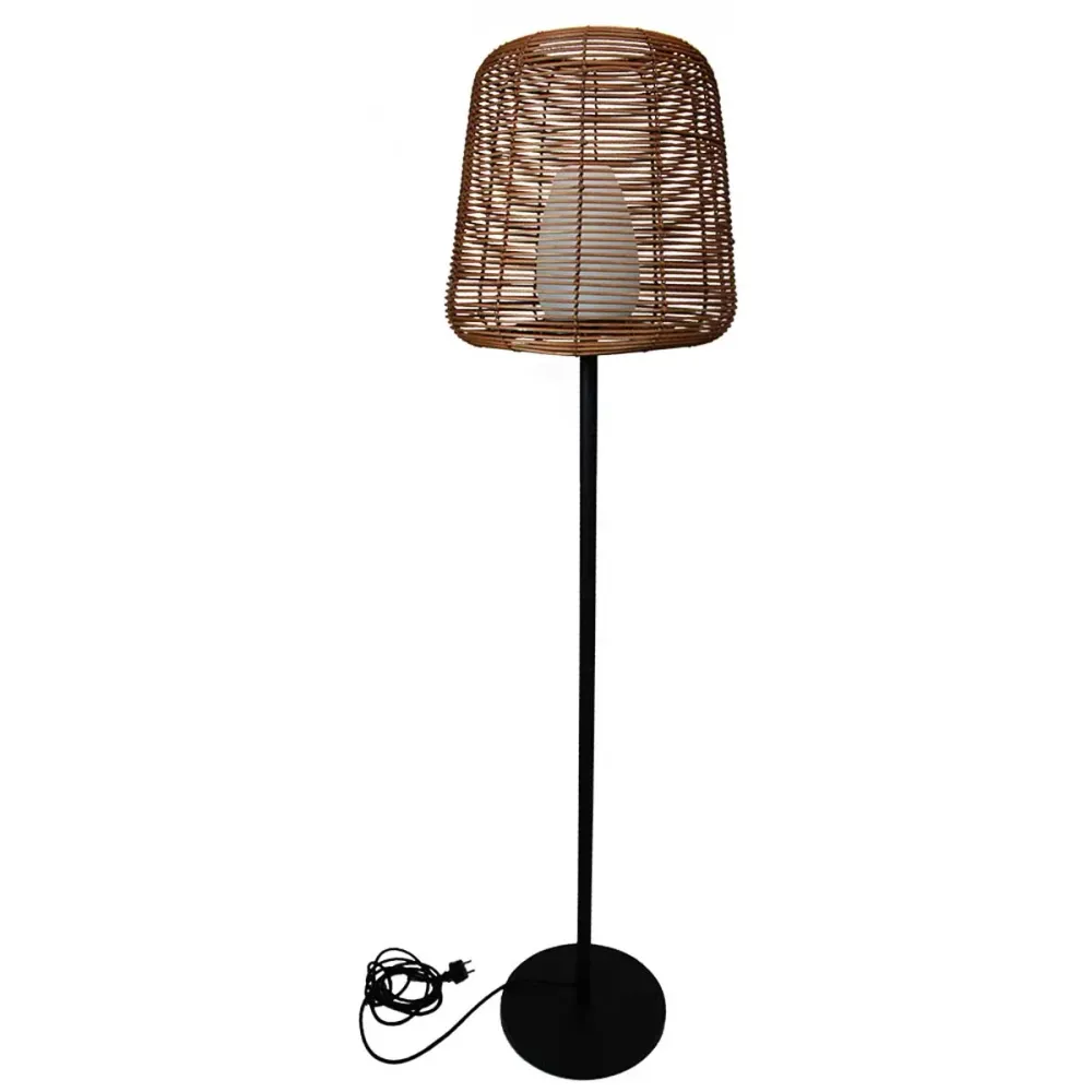 Lampadaire filaire design poly rotin pour extérieur LED blanc TALL BOHEME H150cm culot E27 Lumisky