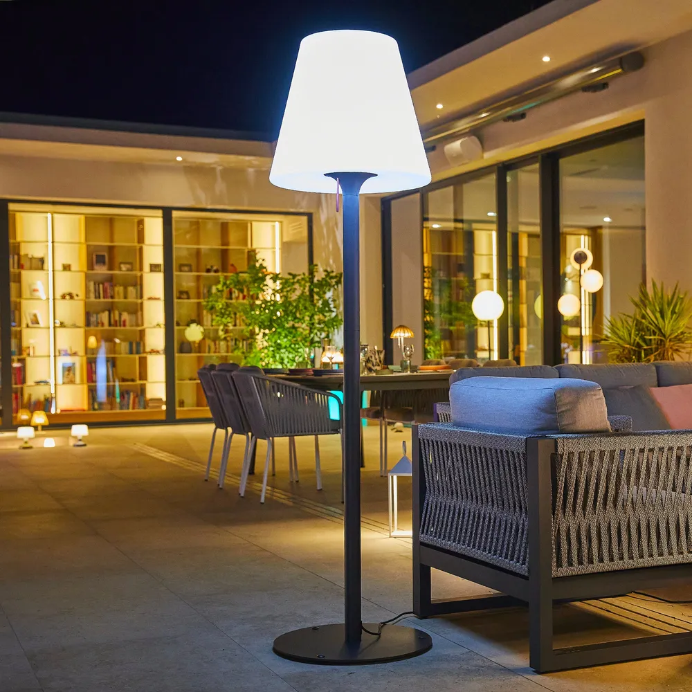 Lampadaire filaire pied métal pour extérieur éclairage puissant LED blanc STANDY H180cm culot E27 Lumisky