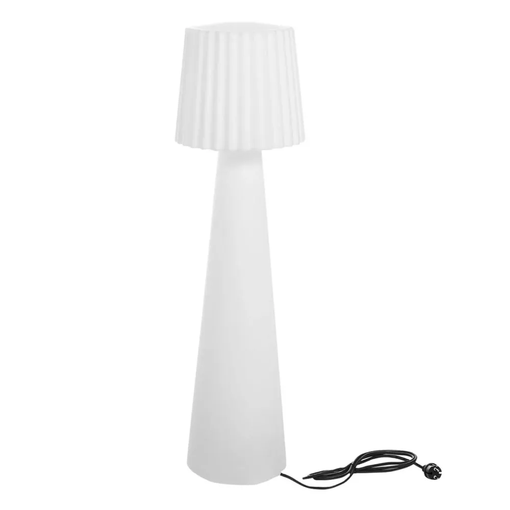 Lampadaire lumineux design filaire abat-jour ondulé pour extérieur éclairage puissant LED blanc LADY H110cm culot E27 Lumisky