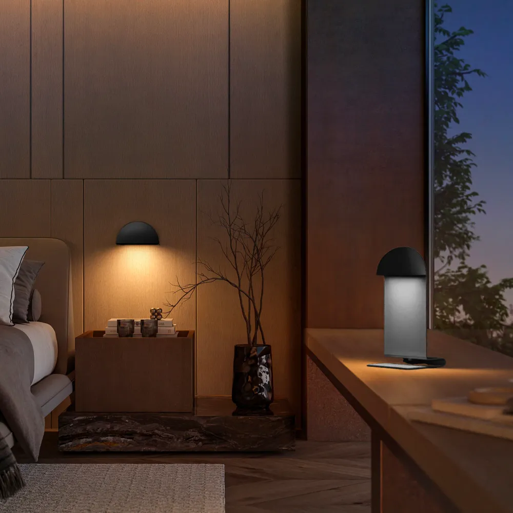 Lampe de chevet sans fil noire LED blanc chaud dimmable MIDI BLACK H28,2cm Lumisky