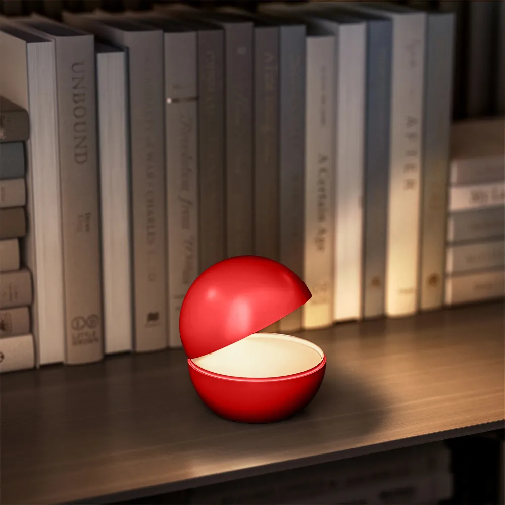Lampe de chevet sans fil à poser rouge LED blanc chaud dimmable GOOD NIGHT RED ø12cm Lumisky