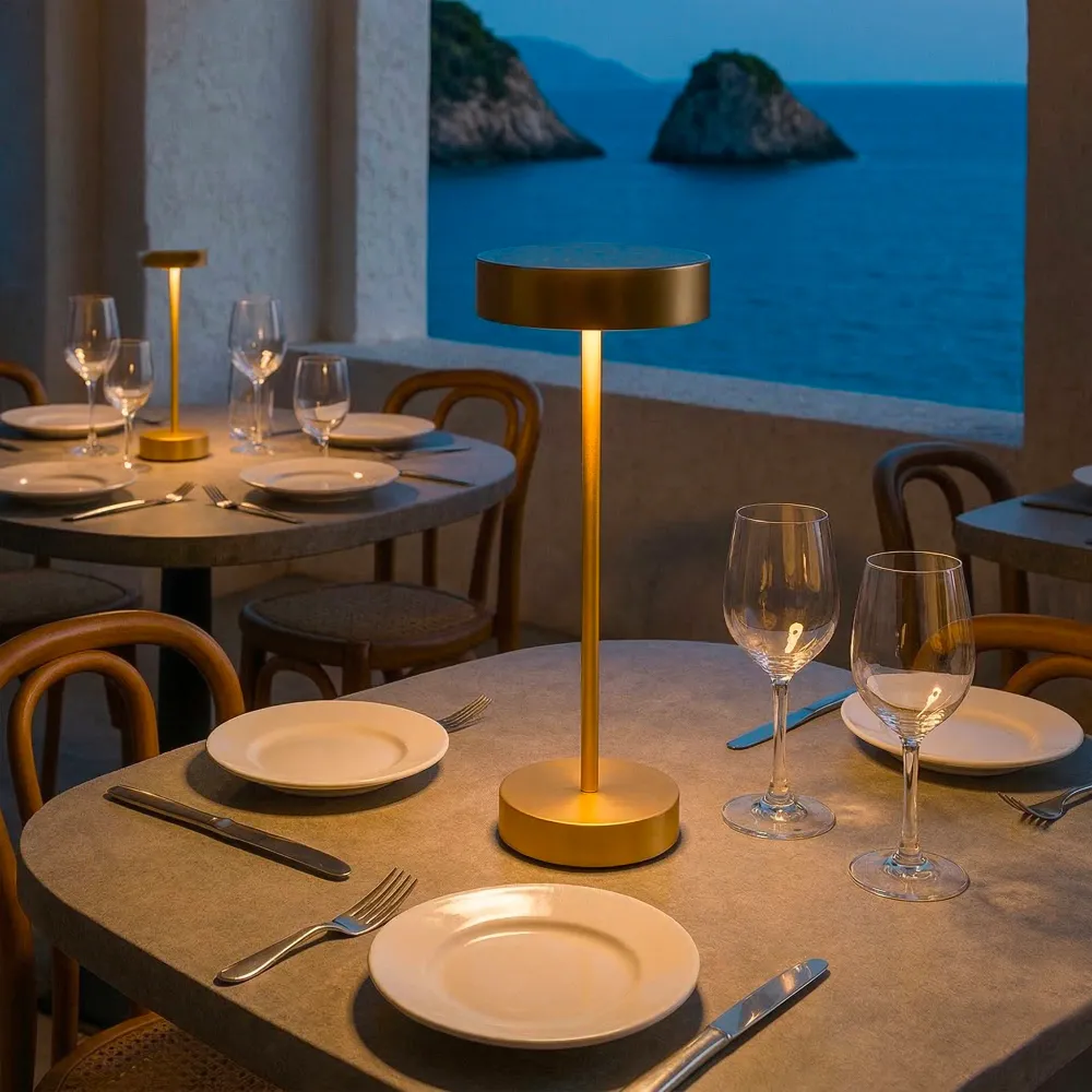 Lampe de table sans fil dimmable en aluminium dorée LED SANDY GOLD H33 cm Lumisky