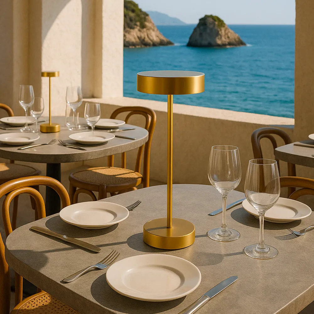 Lampe de table sans fil dimmable en aluminium dorée LED SANDY GOLD H33 cm Lumisky