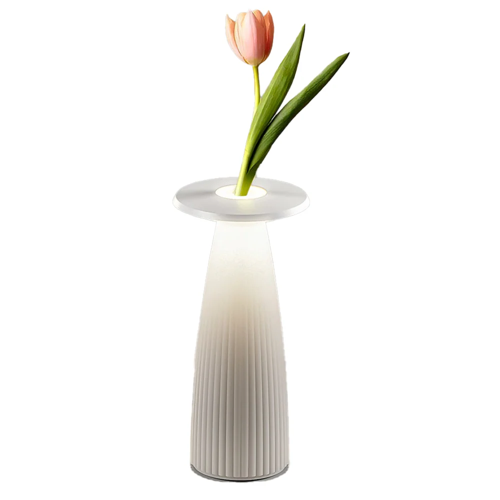 Lampe de table sans fil en forme de vase Blanc LED blanc chaud dimmable FLORA MINI WHITE H20cm Lumisky