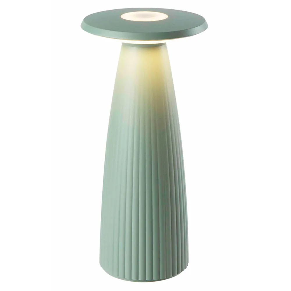 Lampe de table sans fil en forme de vase Vert Sauge LED blanc chaud dimmable FLORA MINI SAUGE H20cm Lumisky