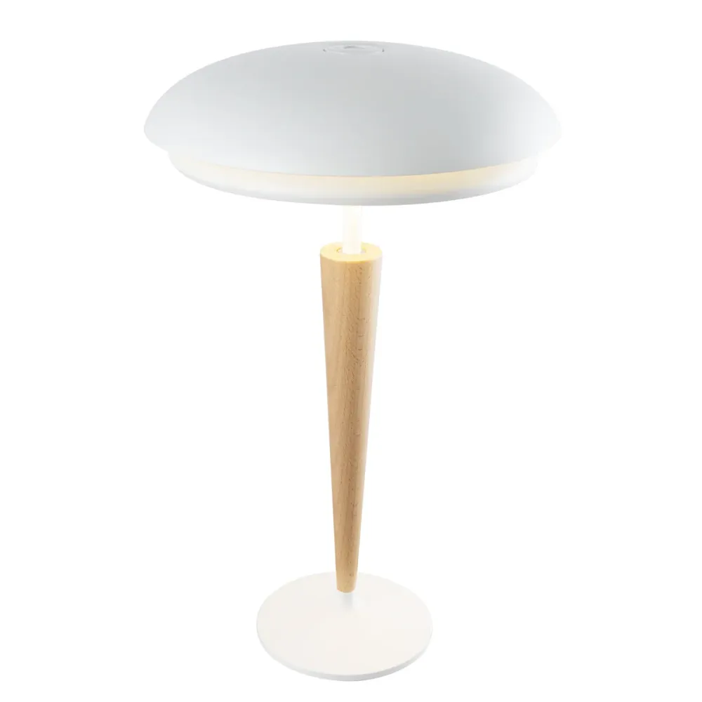 Lampe de table sans fil LED blanc chaud dimmable LAPIS pied en bois de hêtre H36cm Lumisky