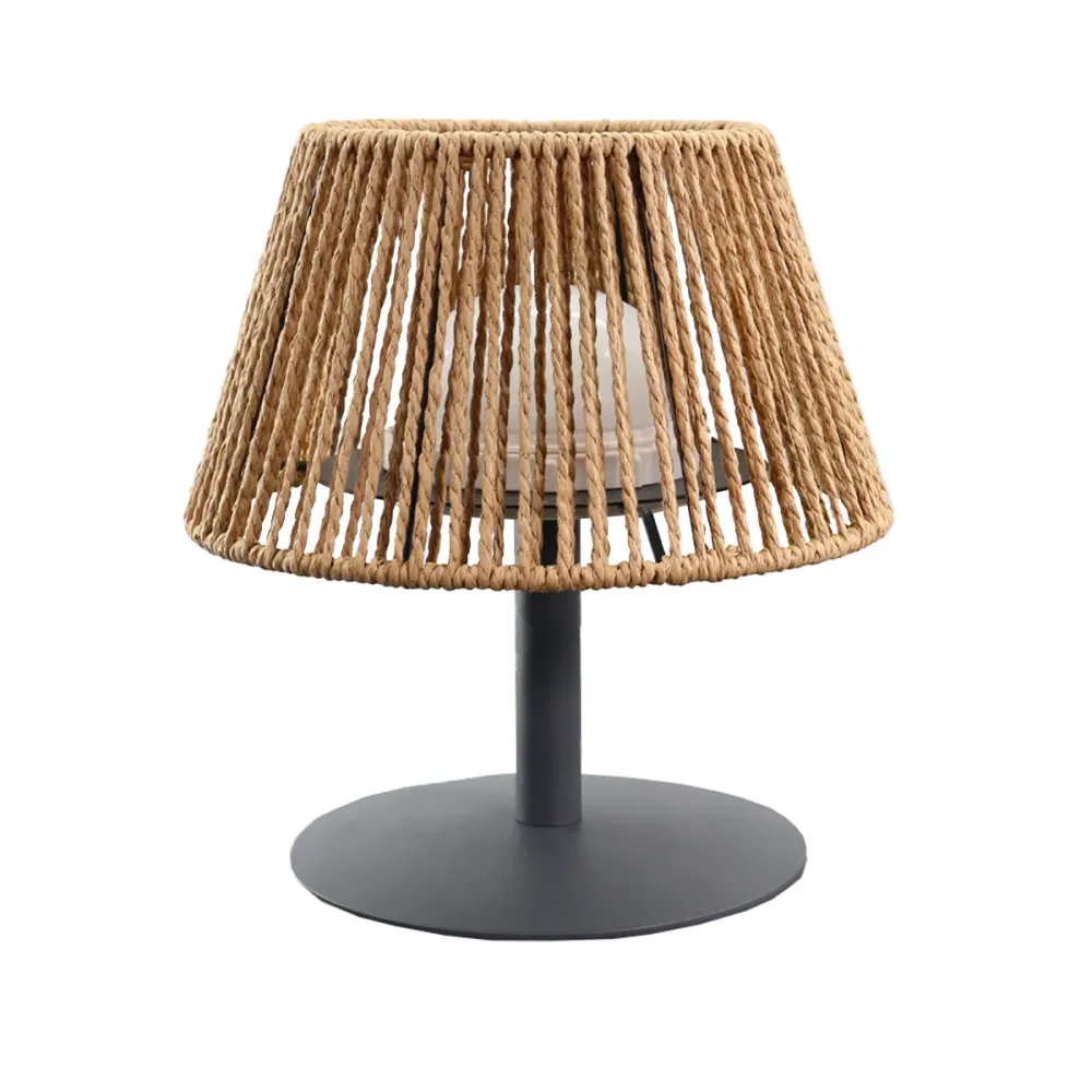 Lampe de table sans fil en raphia naturel LED blanc chaud/blanc dimmable STANDY MINI RAFFY H22cm Lumisky