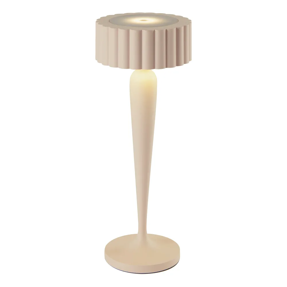 Lampe de table sans fil touch en aluminium beige LED TWIGGY SAND H26 cm Lumisky