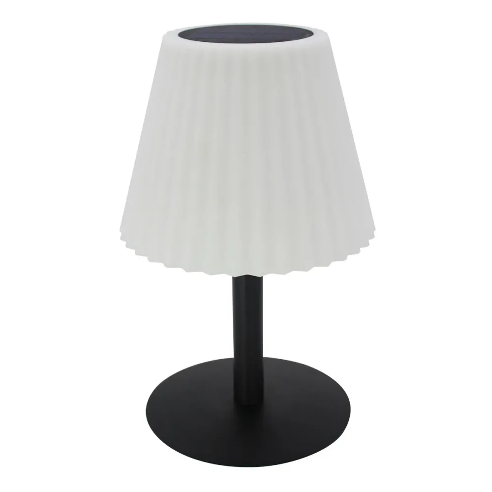 Lampe de table solaire 2 en 1 à planter ou à poser pied metal abat-jour ondulé LED blanc dimmable BOUFFANT H62cm Lumisky