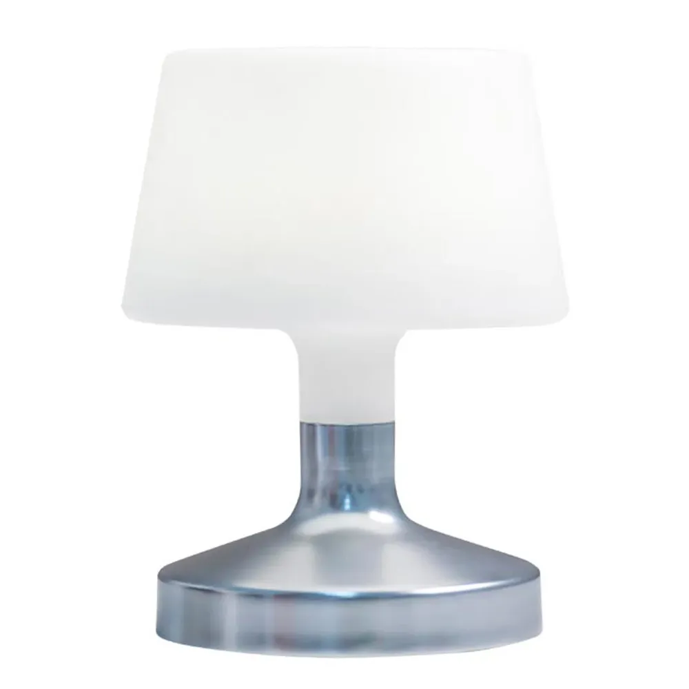 Lampe de table touch design sans fil pied en acier LED blanc chaud/blanc dimmable HELEN SILVER H21cm Lumisky