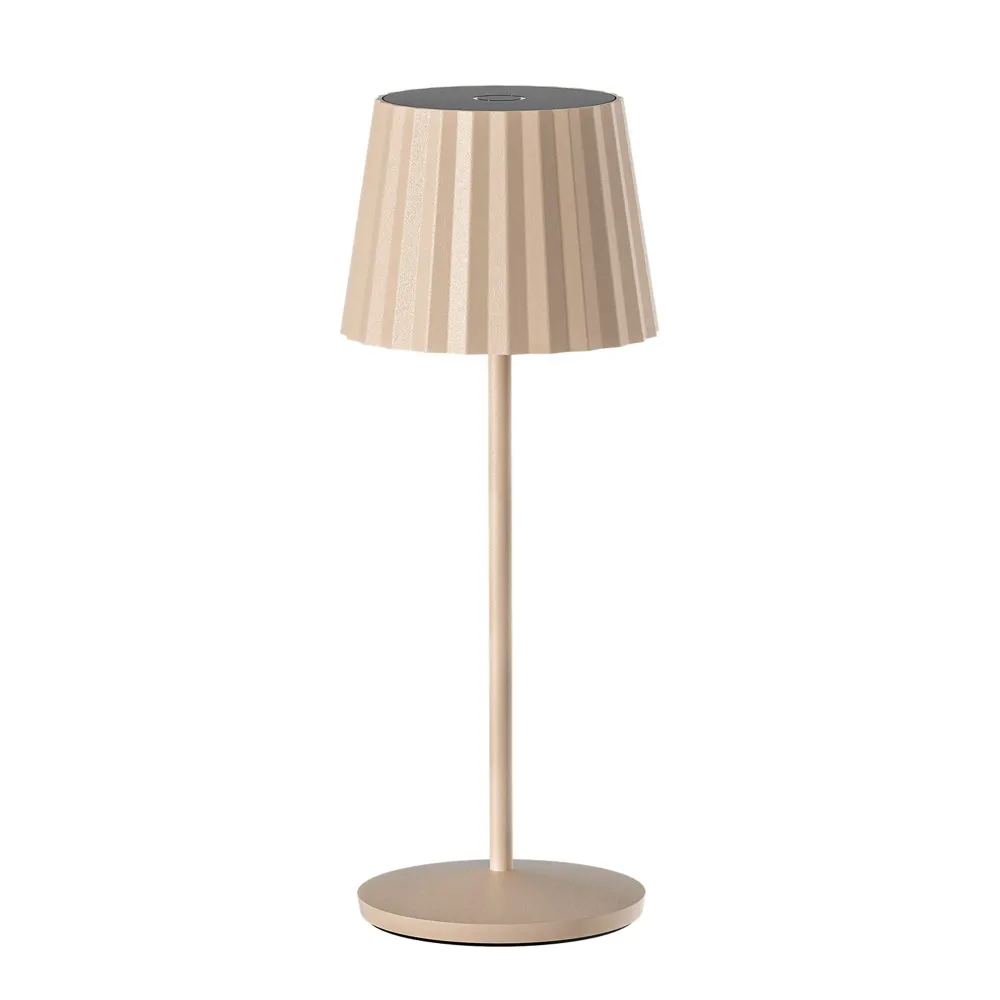 Lampe de table touch sans fil en aluminium beige LED ABBY CREAM blanc dimmable H29cm Lumisky