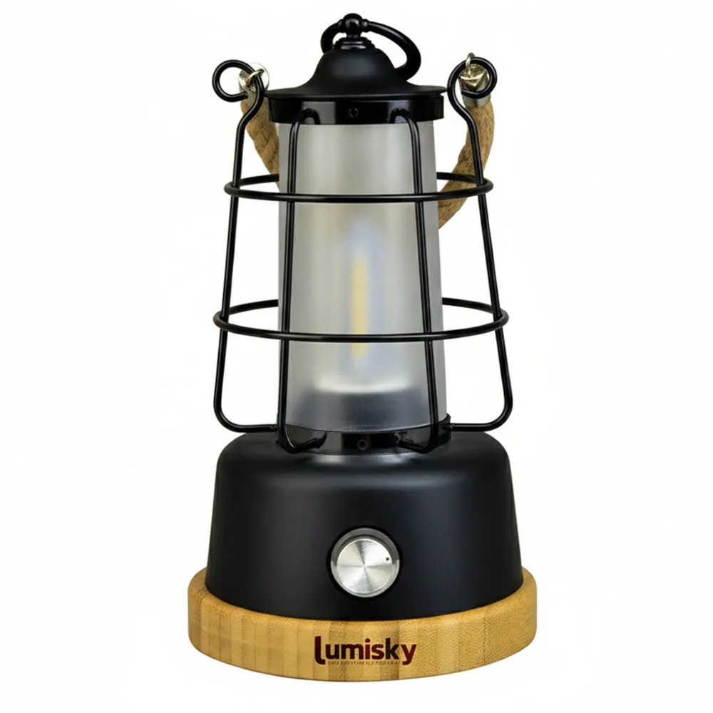 Lanterne sans fil anse en corde LED blanc chaud/ dimmable WILDY H23cm Lumisky