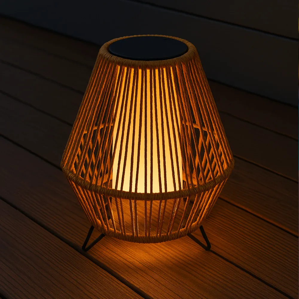 Lanterne solaire décorative avec base LED solaire rechargeable LED blanc chaud SALOMEA SMALL H35cm Lumisky