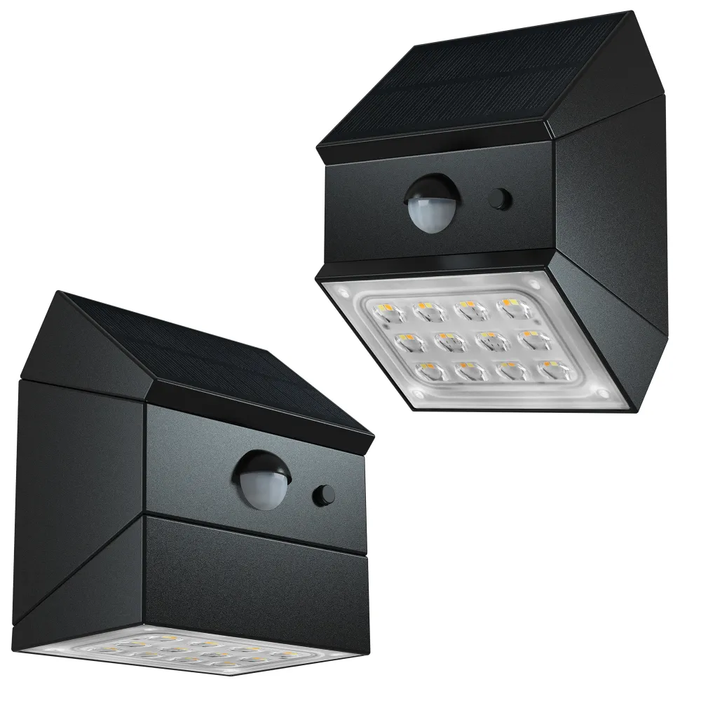 Lot de 2 appliques murales solaires formes personnalisables LED 2x LUMICUBE avec détecteur de mouvement H10cm Lumisky
