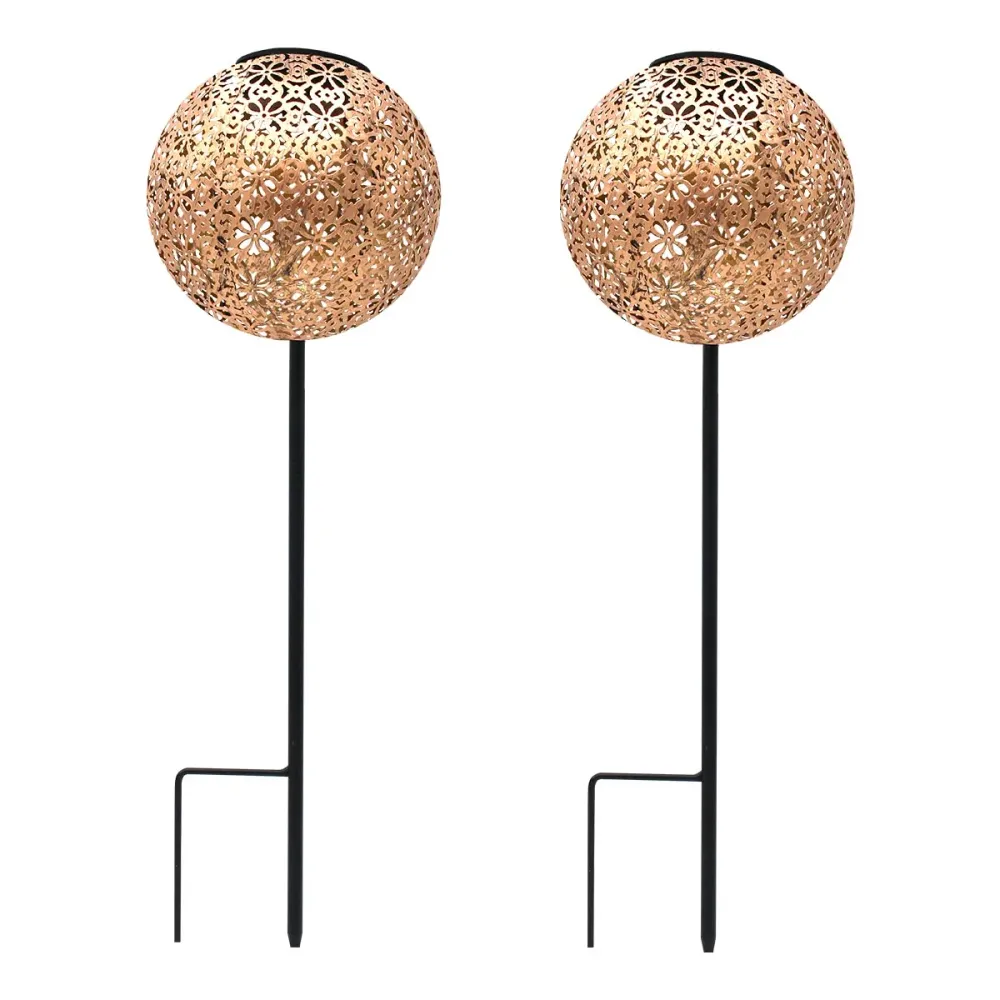 Lot de 2 balises solaires style oriental à planter LED blanc chaud AGADIR H45cm Lumisky
