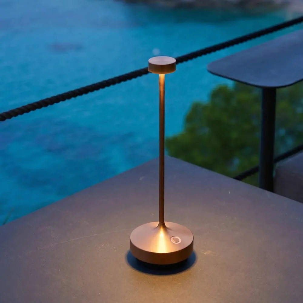 Lot de 6 Lampe de table sans fil LED blanc chaud dimmable RUBY COPPER H25cm Cuivre avec plateau de chargement Lumisky