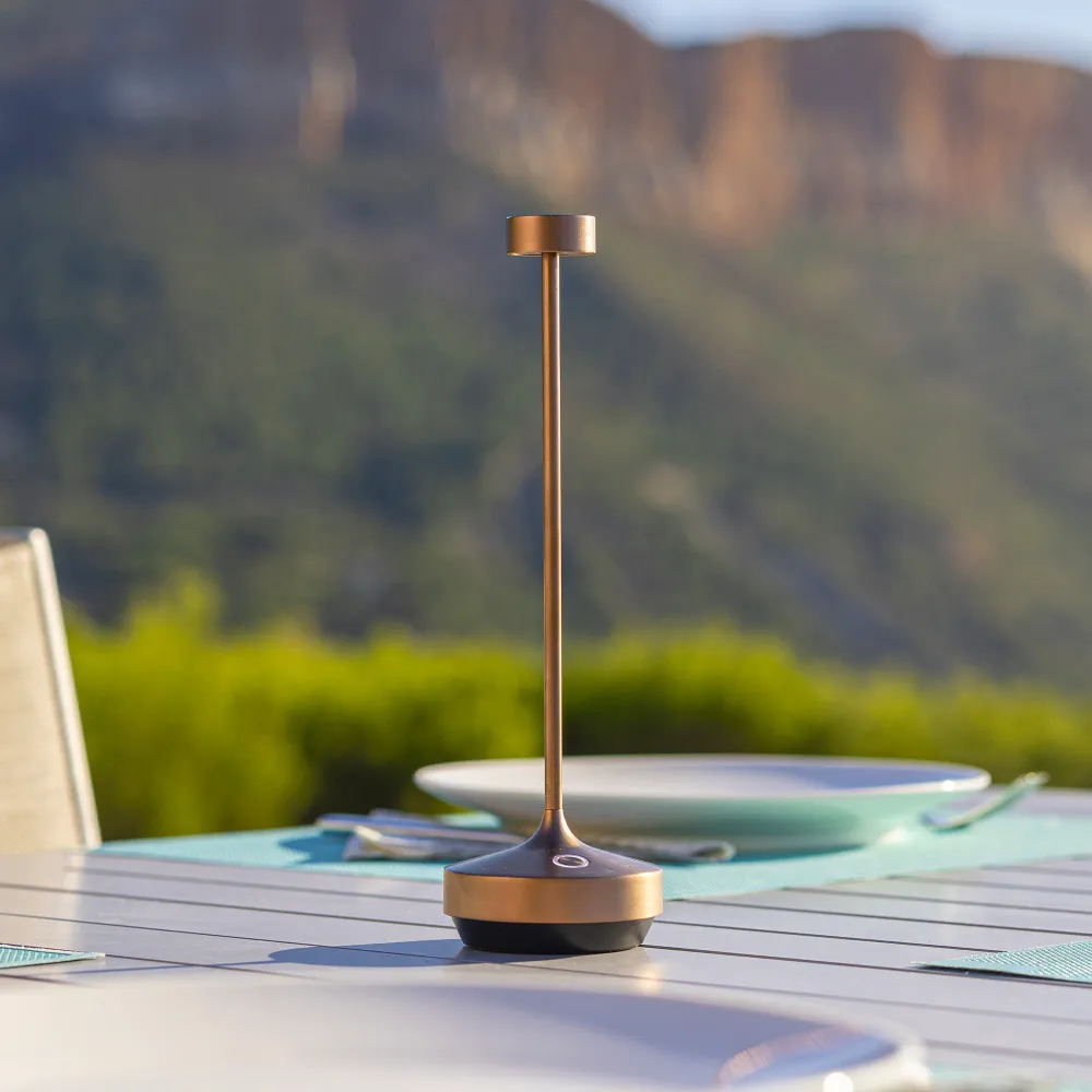 Lot de 6 Lampe de table sans fil LED blanc chaud dimmable RUBY COPPER H25cm Cuivre avec plateau de chargement Lumisky