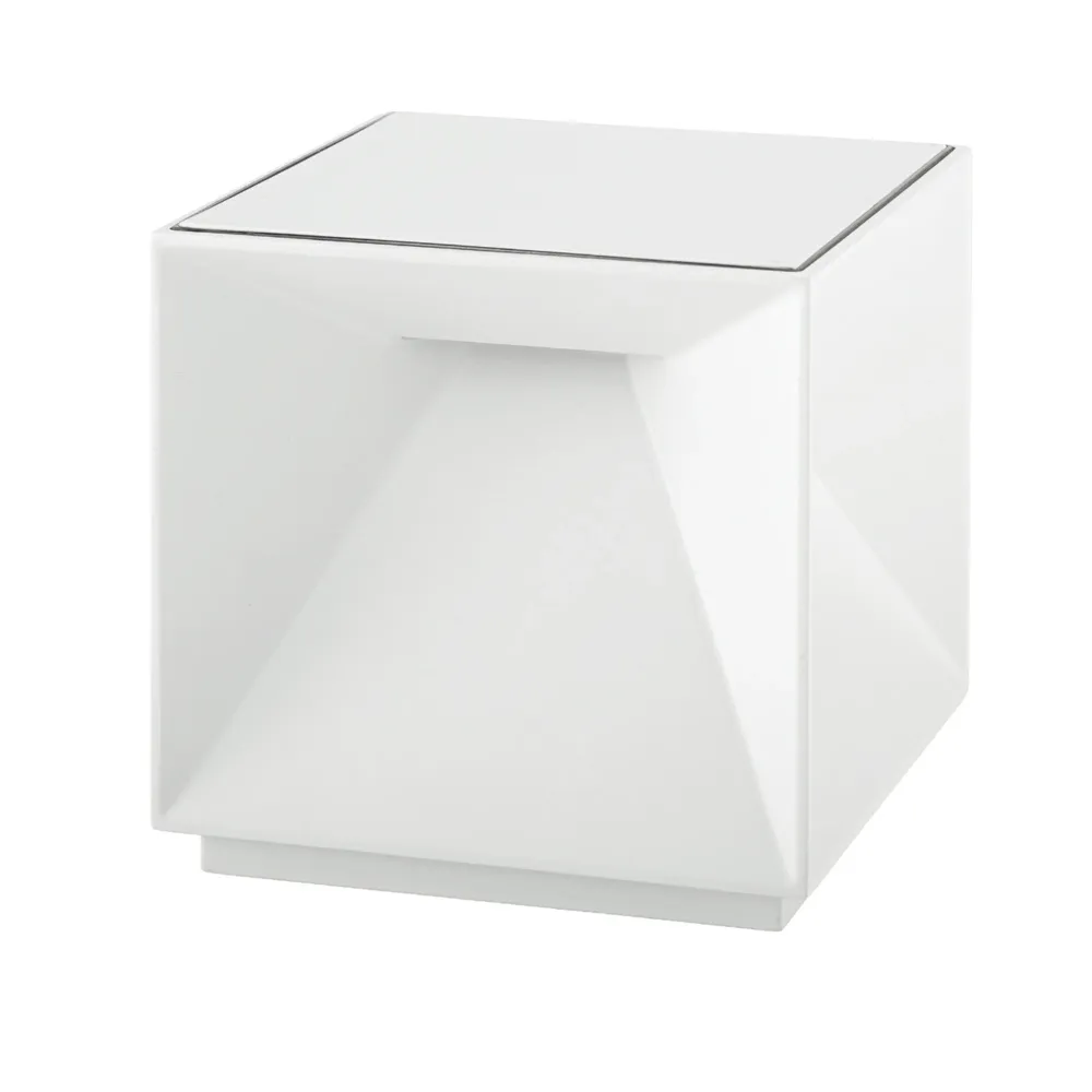 Mini lampe de table cubique en aluminium blanc LED blanc chaud dimmable CUBOX MINI WHITE H8cm Lumisky