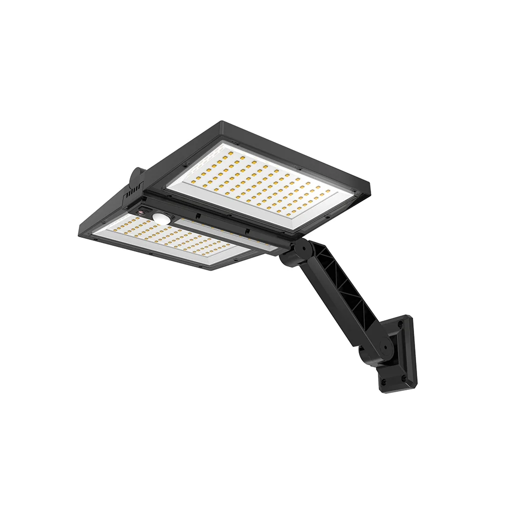 Spot solaire 2 têtes noir éclairage puissant LED blanc CLIPPER BLACK 37cm avec détecteur de mouvement orientable Lumisky