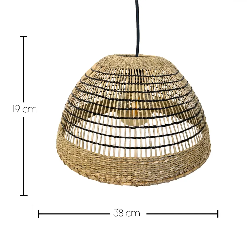 Suspension CESARE NOMAD en herbe marine naturelle style bohème avec ampoule LED blanc/RGB nomade Lumisky