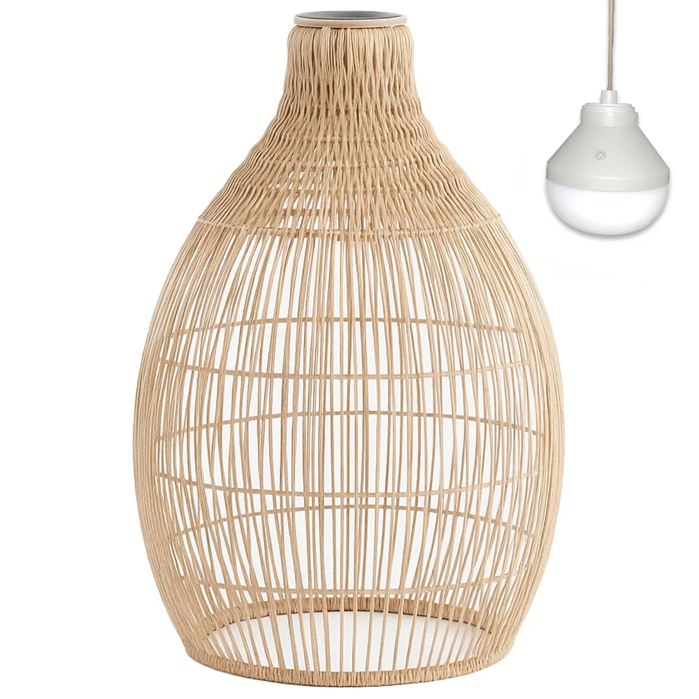 Suspension HOLIDAY NOMAD en poly rotin style bohème avec ampoule LED blanc/RGB nomade Lumisky