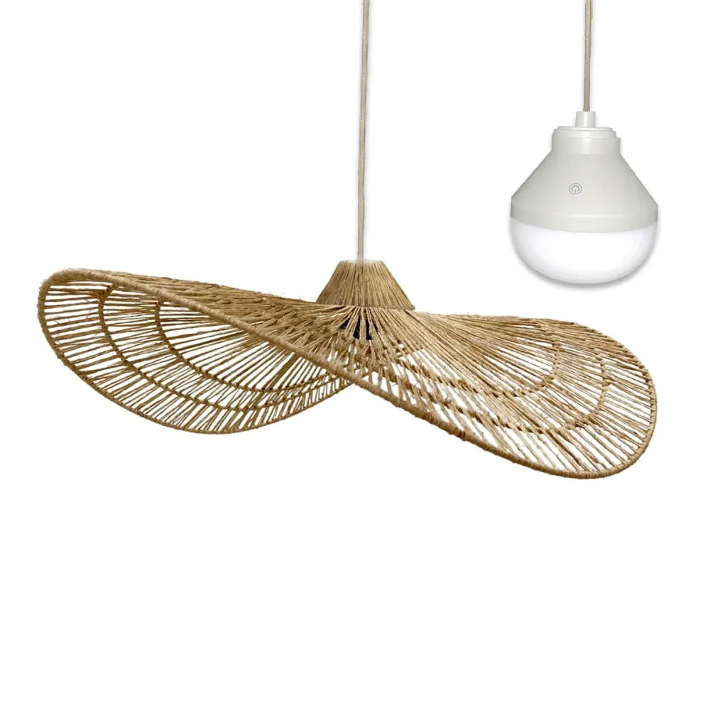 Suspension MARBELLA NOMAD en jute naturel style bohème avec ampoule LED blanc/RGB nomade Lumisky