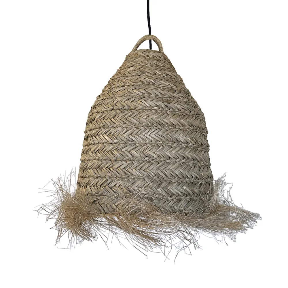 Suspension sur secteur pour l'extérieur ANAFI OUTDOOR CABLE en jonc de mer naturel style bohème 5m de longueur de câble Lu...