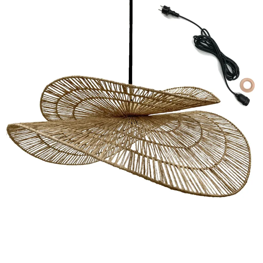 Suspension sur secteur pour l'extérieur SOLARA OUTDOOR CABLE en jute naturel style bohème 5m de longueur de câble Lumisky