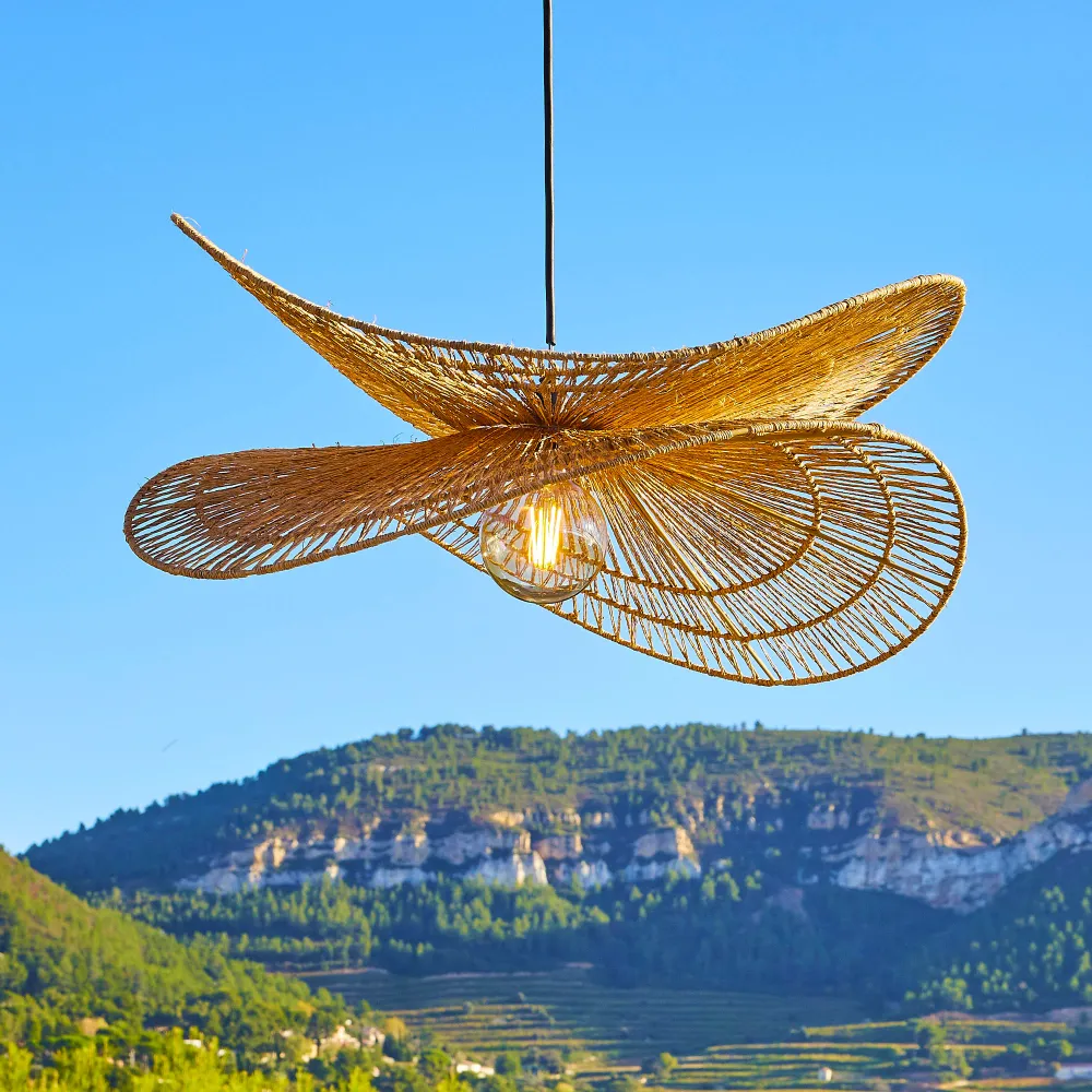 Suspension sur secteur pour l'extérieur SOLARA OUTDOOR CABLE en jute naturel style bohème 5m de longueur de câble Lumisky