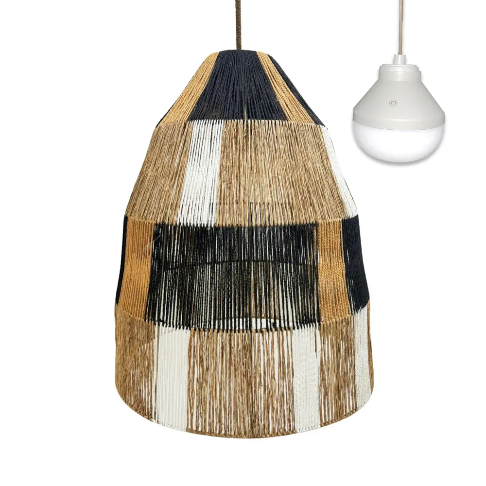 Suspension ZAHARA NOMAD en jute naturel style bohème avec ampoule LED blanc/RGB nomade Lumisky