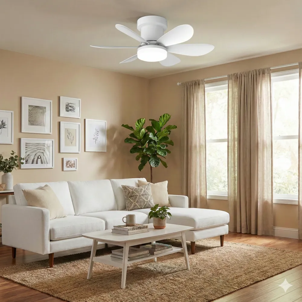 Ventilateur de Plafond 52cm avec Lampe LED MISTRAL Petit Ventilateur Silencieux Chambre Enfant Bureau Cuisine Moteur DC Ba...
