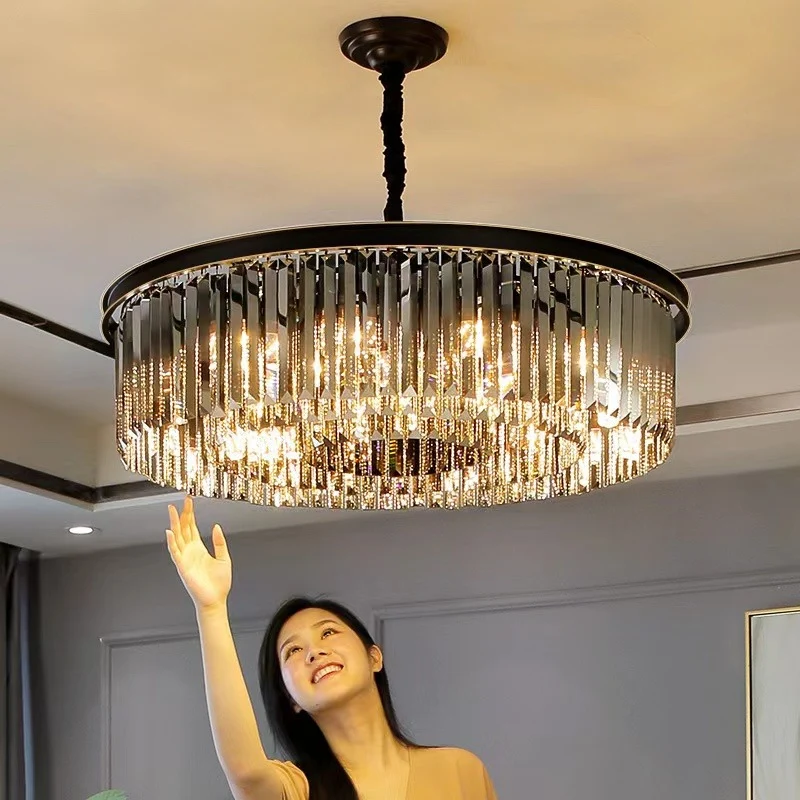 Lustre en cristal de forme ronde, luminaire suspendu