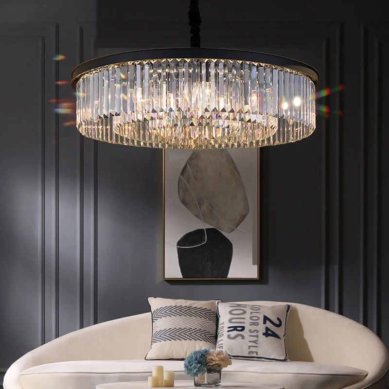 Lustre en cristal de forme ronde, luminaire suspendu