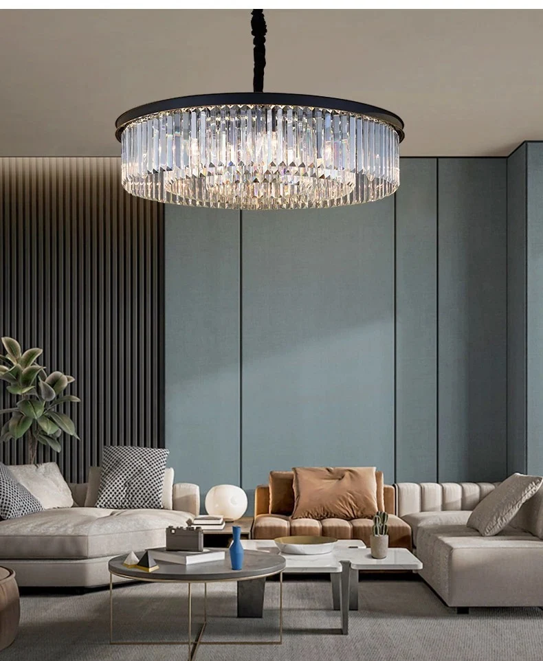 Lustre en cristal de forme ronde, luminaire suspendu