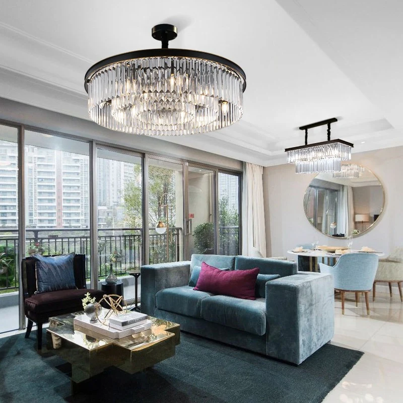 Lustre en cristal de forme ronde, luminaire suspendu