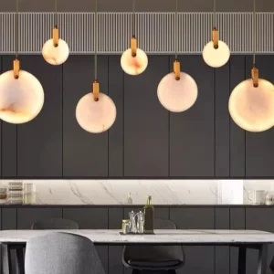 Lustre en marbre et cuivre, plafonnier, décoration intérieure, mobilier