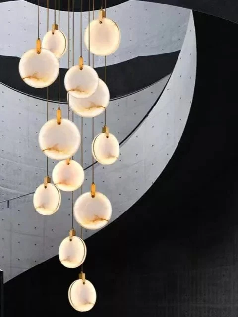 Lustre en marbre et cuivre, plafonnier, décoration intérieure, mobilier
