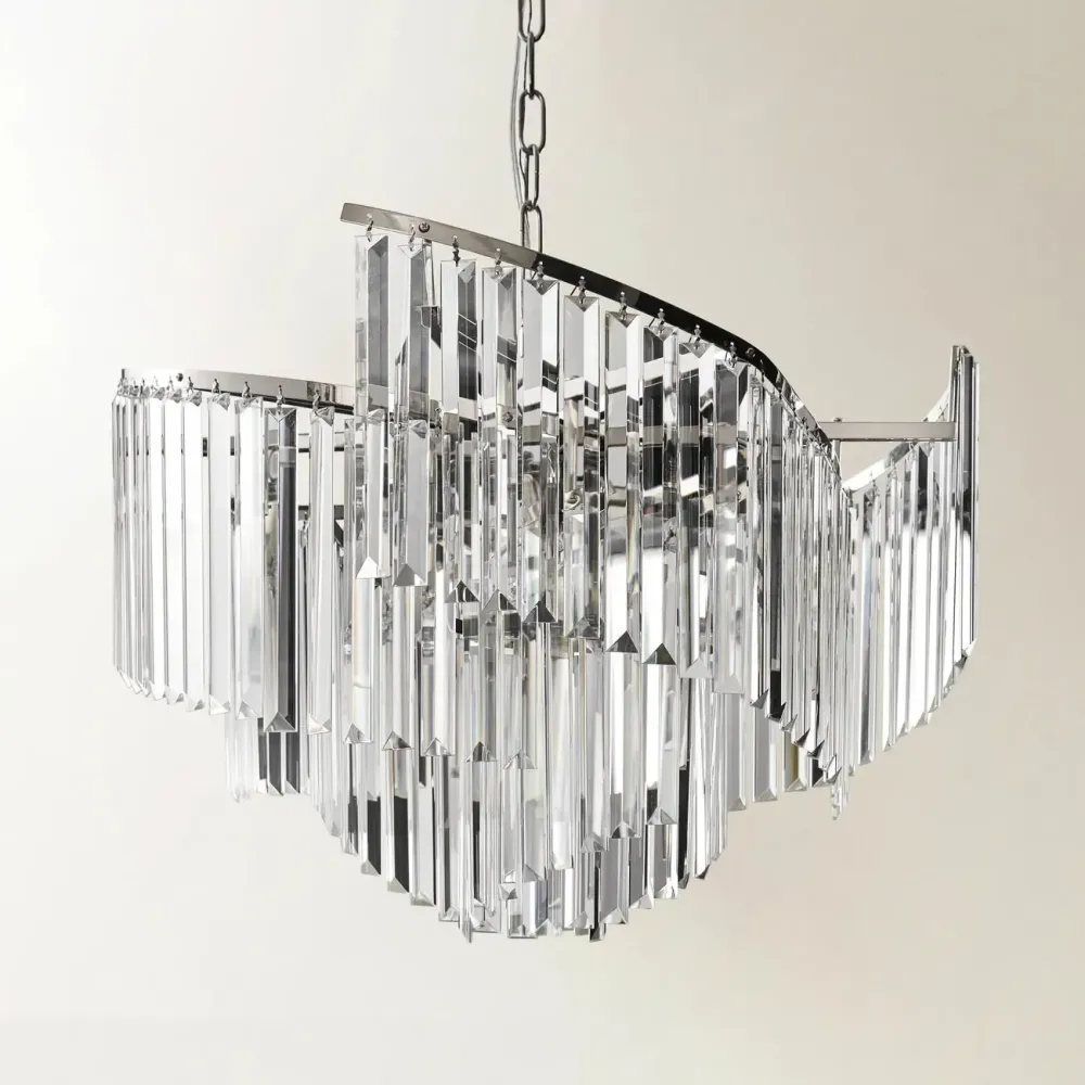 Lustre moderne de luxe en cristal clair en forme de spirale