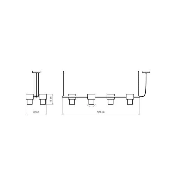 Suspension linéaire Luxcambra Kan 4L, GU10, L 120 cm Black