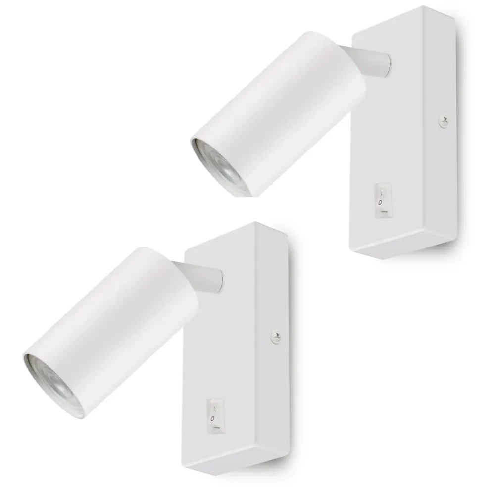 Applique / applique Maclean, spot, rond, GU10, avec interrupteur 55x90mm, blanc, MCE369 W 2pcs+ Ampoule LED GU10 7W Maclea...