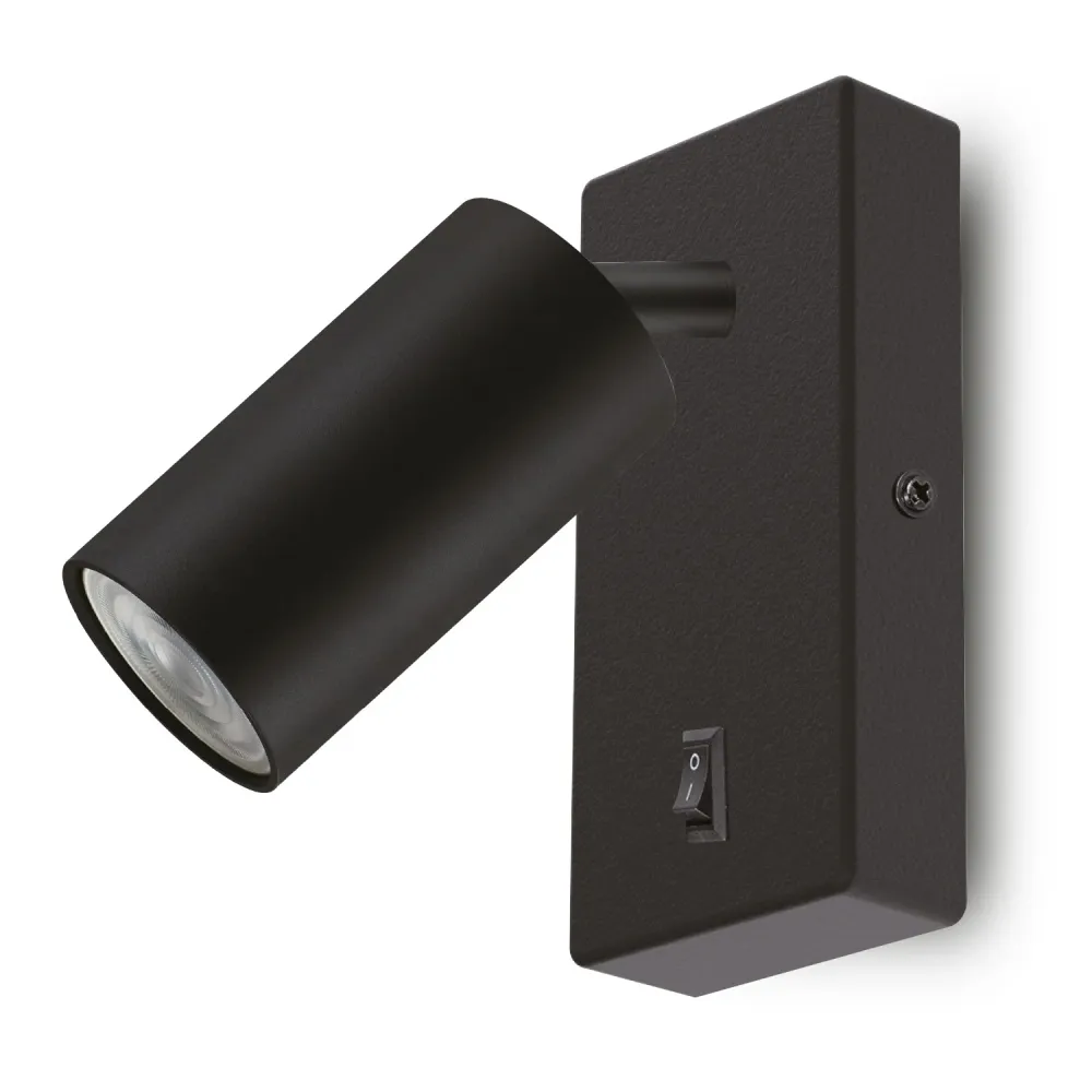 Maclean applique / applique murale, spot, rond, GU10, avec interrupteur 55x90mm, noir, MCE369 B+Lampe LED GU10 7W Maclean...